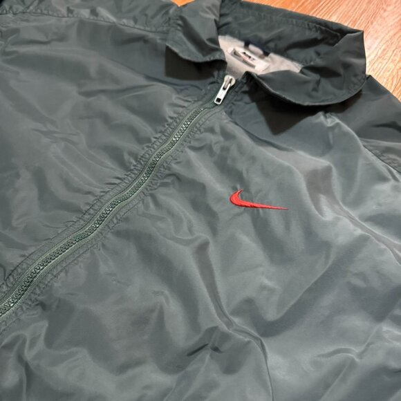 Vintage‎ 90s Nike Forest Green and Orange Full Zip Windbreaker - Picture 3 of 7